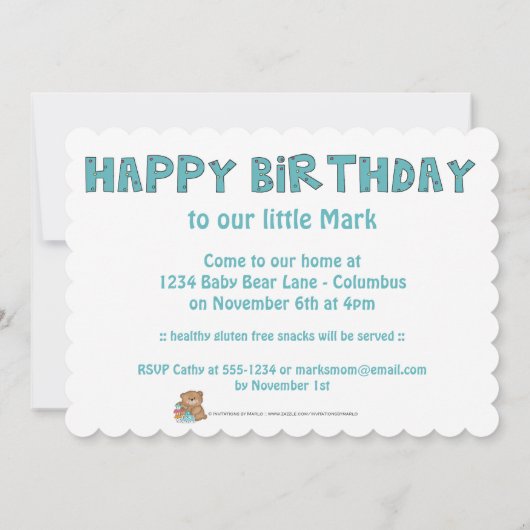 Tweede uitnodiging van Little Boo Beer (Achterkant)