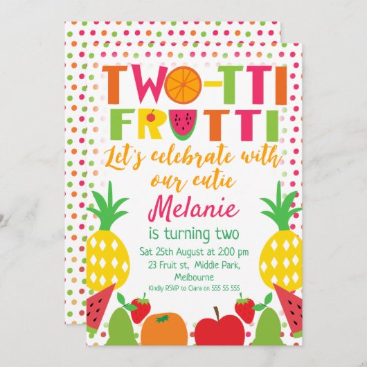 Tweede uitnodiging voor de viering van meisjes (Voorkant / Achterkant)