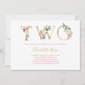 Tweede uitnodiging voor een roze en goudbloem (Voorkant)