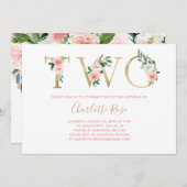 Tweede uitnodiging voor een roze en goudbloem (Voorkant / Achterkant)