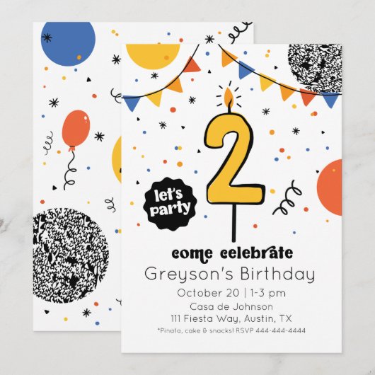 Tweede uitnodiging voor kaarsblauw (Voorkant / Achterkant)