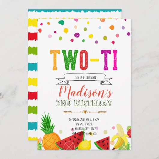 Tweede uitnodiging voor twee dagen Fruiti (Voorkant / Achterkant)