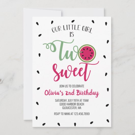 Tweede uitnodiging voor twee zoete watermeloenen (Voorkant)
