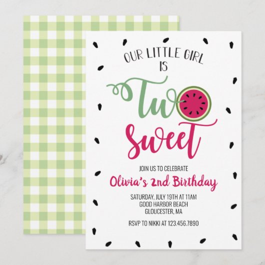 Tweede uitnodiging voor twee zoete watermeloenen (Voorkant / Achterkant)