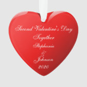 Tweede Valentijnsdag samen Names Heart Red Ornament (voorkant)