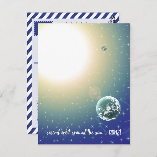 Tweede verjaardag baan rond de zon briefkaart (Voorkant / Achterkant)