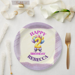 Tweede verjaardag ballon thema papieren bordje