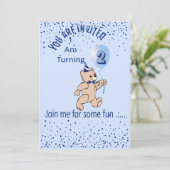Tweede verjaardag Blauwe uitnodiging (Staand voorkant)