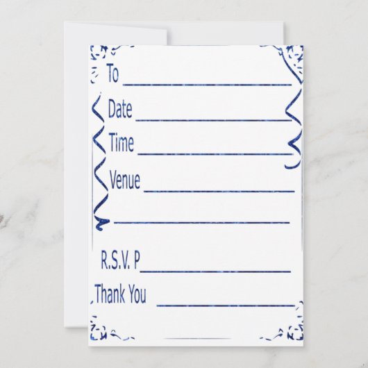 Tweede verjaardag Blauwe uitnodiging (Achterkant)