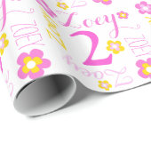 Tweede verjaardag bloem aangepaste naam cadeauverp cadeaupapier (Rol Hoek)