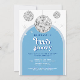 Tweede verjaardag Blue Navy Retro Disco Arch Kaart
