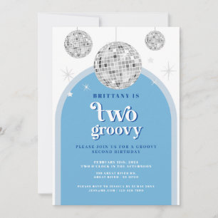 Tweede verjaardag Blue Navy Retro Disco Arch Kaart