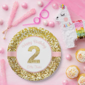 Tweede verjaardag bord roze en goud (Feest)