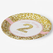 Tweede verjaardag bord roze en goud (Gekanteld)