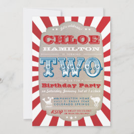 Tweede verjaardag Circus Carnaval Party Uitnodigin Kaart
