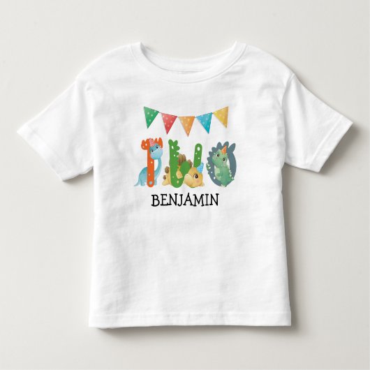 Tweede verjaardag Dinosaur Baby Kinder Shirts (Voorkant)