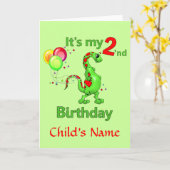 Tweede verjaardag dinosaurus kaart (Gele Bloem)