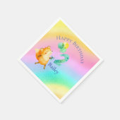 Tweede verjaardag Eigen naam regenboogballonnen Servet (Hoek)