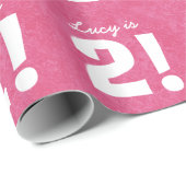 Tweede verjaardag Eigen naam Roze Wit voor GIRL B0 Cadeaupapier (Rol Hoek)
