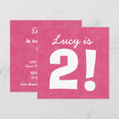 Tweede verjaardag Eigen naam Roze Wit voor GIRL B0 Kaart (Voorkant / Achterkant)