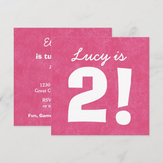 Tweede verjaardag Eigen naam Roze Wit voor GIRL B0 Kaart (Voorkant / Achterkant)