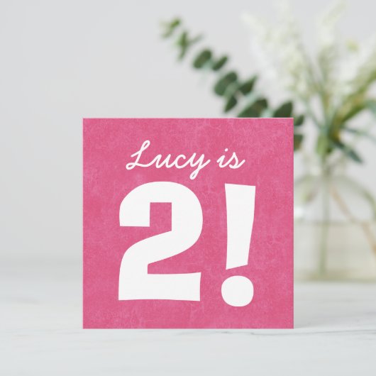 Tweede verjaardag Eigen naam Roze Wit voor GIRL B0 Kaart (Staand voorkant)