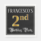 Tweede verjaardag — Fancy script, Faux Gold look Servet (Voorkant)