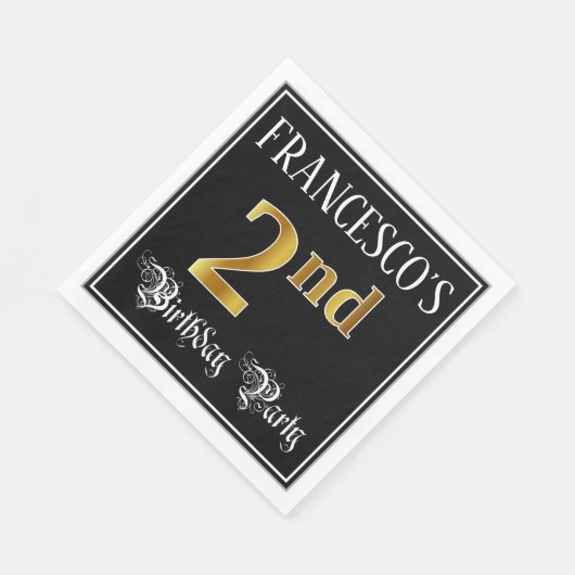 Tweede verjaardag — Fancy script, Faux Gold look Servet (Hoek)