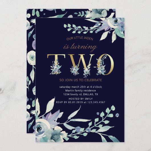 Tweede verjaardag floraal goud in de bergen (Voorkant / Achterkant)