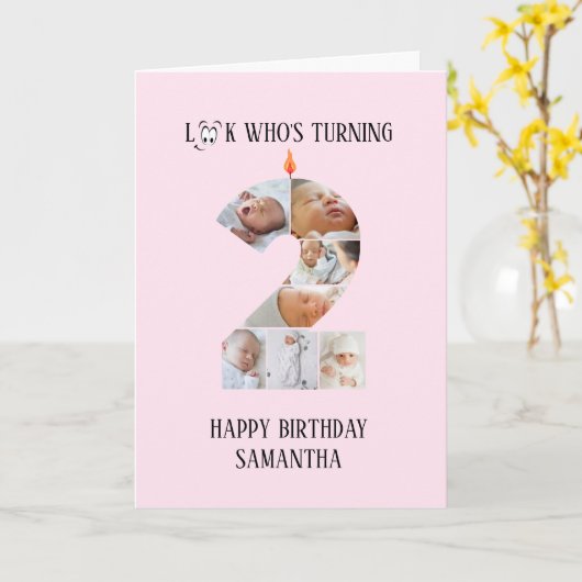 Tweede verjaardag fotokaart kaart (Gele Bloem)