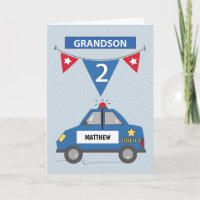 Tweede verjaardag Grandson Custom Name Blue Police