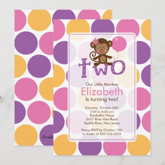 Tweede verjaardag Kleine uitnodiging van de Maanda (Voorkant / Achterkant)