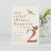 Tweede Verjaardag Little Love Bug Baby Uitnodiging (Staand voorkant)