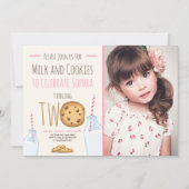 Tweede verjaardag melk en koekjes meisje kaart (Voorkant)