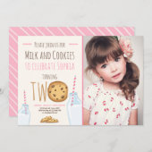 Tweede verjaardag melk en koekjes meisje kaart (Voorkant / Achterkant)