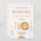 Tweede verjaardag melk en koekjes meisje kaart (Voorkant)