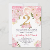 Tweede verjaardag: Mooie Florale Uitnodiging, Kaart (Voorkant)