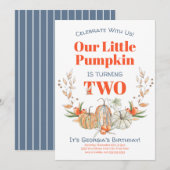 Tweede verjaardag Onze kleine pompoen Waterverf He Kaart (Voorkant / Achterkant)