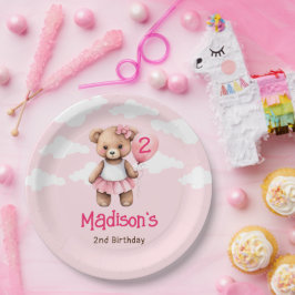 Tweede Verjaardag Papier Borden Beer Thema Papieren Bordje