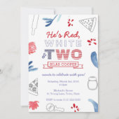 Tweede verjaardag Pizza Party Red White en Blue Kaart (Voorkant)