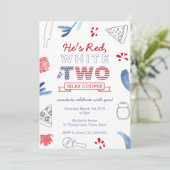 Tweede verjaardag Pizza Party Red White en Blue Kaart (Staand voorkant)