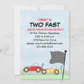 Tweede verjaardag: Race Cars Cute Two Fast Kaart (Voorkant)