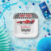 Tweede verjaardag rode race auto twee snel papieren bordje (Feest)