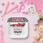 Tweede verjaardag rode race auto twee snel papieren bordje (Feest)