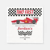 Tweede verjaardag rode race auto twee snel servet (Voorkant)