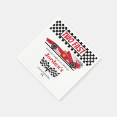 Tweede verjaardag rode race auto twee snel servet (Hoek)