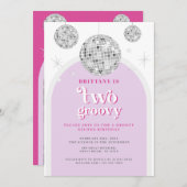 Tweede verjaardag Roze Fuchsia Retro Disco Arch Kaart (Voorkant / Achterkant)