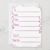 Tweede verjaardag Roze uitnodiging (Achterkant)