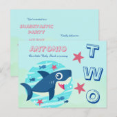 Tweede verjaardag schattige baby haai onder het ze uitnodiging briefkaart (Voorkant / Achterkant)