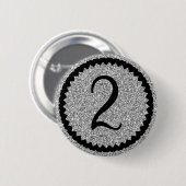 Tweede verjaardag Silver Glitter Classic Ronde Button 5,7 Cm (Voorkant /achterkant)